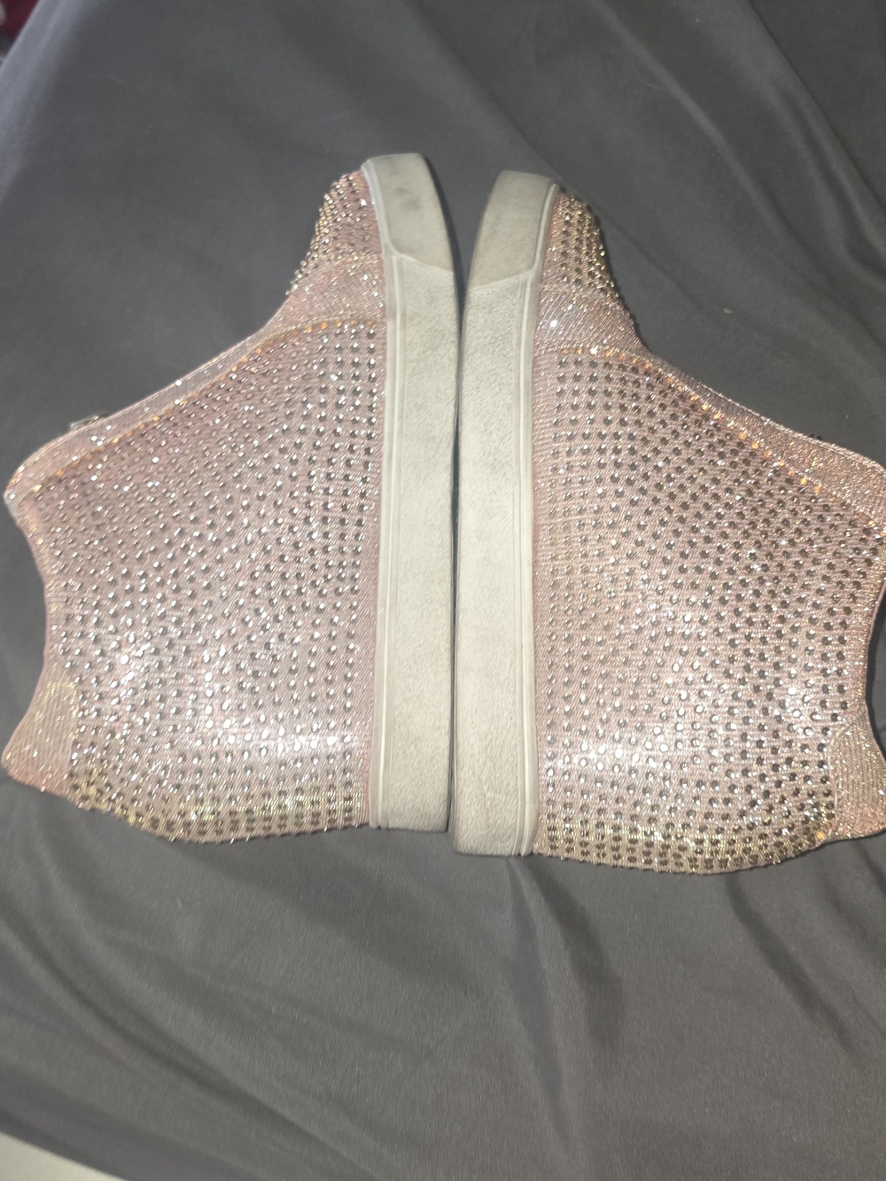 Rhinestone Zip Wedge Sneakers in Blush Pink - Picture 3 of 4